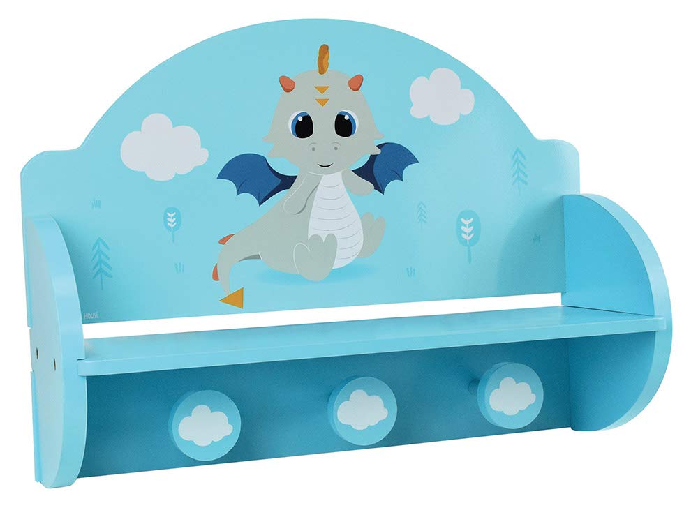 FUN HOUSE 713338 Leon Le Dragon Etagère Porte Manteau pour Enfant H.33 X L.45 X P.14 cm