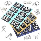 24-Teiliges Metall Puzzle Geduldsspiel Set, Montessori Metallisches Denkspielzeug, Knobelspiele für Erwachsene & Kinder zur Förderung von Logik & Geschicklichkeit (24 Verschiedene Designs)