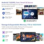 GOODTEL 2025 Tablet 10-inch 10GB RAM 64GB ROM 1TB TF, Android 13, WiFi 5G/2.4G, Bluetooth 5.0, GMS, Widget, Split-Screen Function, AGPS, OTG, Type-C, 3.5mm AUX, 6000mAh, 8MP+5MP, Red - Image 3