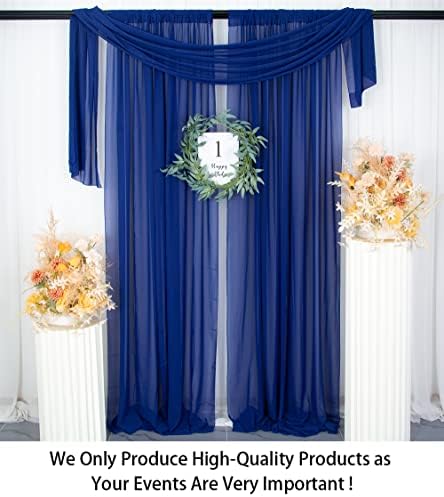 Chiffon Backdrop Curtain 5FTx10FT Blue Shower Curtains Sheer Chiffon Curtain 2 Panels 2.5FTx10FT Royal Blue Chiffon Fabric Drapes Photography Backdrop Outdoor Wedding Decor Voile Curtains