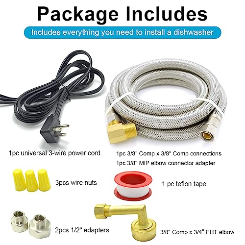image for TT FLEX Universal Dishwasher Installation Kit,4 Ft Stainless Steel Dis