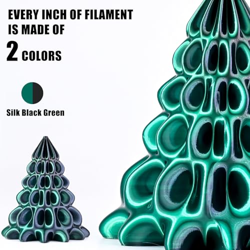 Image of OVV3D Silk PLA Filament 1.75mm, Dual Color PLA Filament 3D Printer Filament, Black Green 3D Printing Filament + /-0.02mm, 1kg /2.2lb