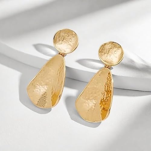 Womens Gold and Silver Mixed Metal Geometric Chunky Dangle Earrings 18k Gold Plated Trendy Silvery Two-Tone Long Lasting Minimalist Fashion Jewelry (golden) — view 6