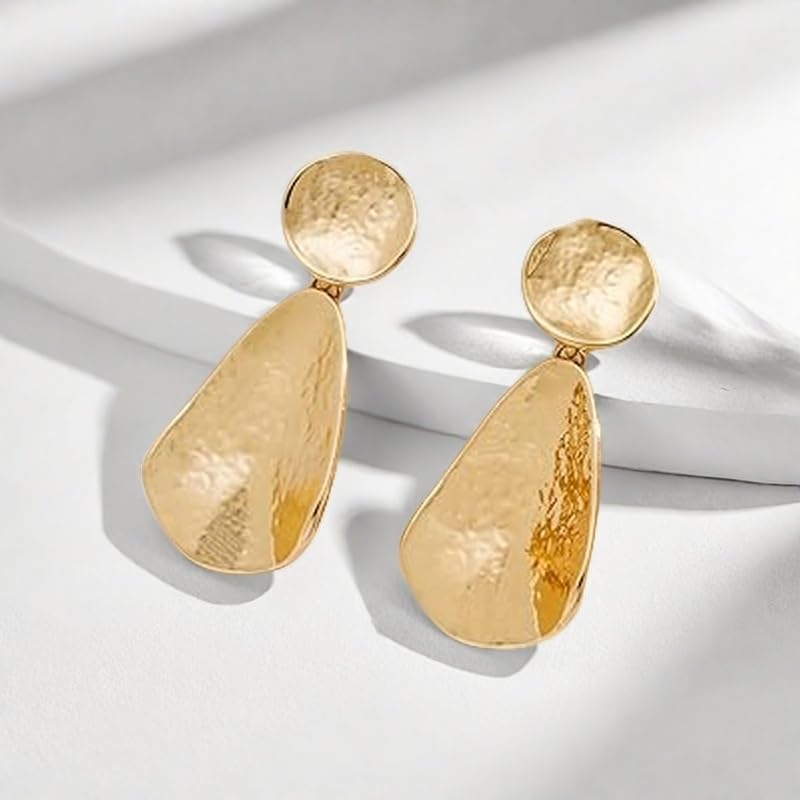 Womens Gold and Silver Mixed Metal Geometric Chunky Dangle Earrings 18k Gold Plated Trendy Silvery Two-Tone Long Lasting Minimalist Fashion Jewelry (golden) - image 6