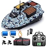 SINJEE RC Bait Boat, GPS Fishing Bait Boat with 3 Hoppers, 546-Yd Remote Control RC Boat for Fishing, Automatic Return, Dual Motors & Batteries, Cast Nets & Baits Towing Angling Gear for Women & Men