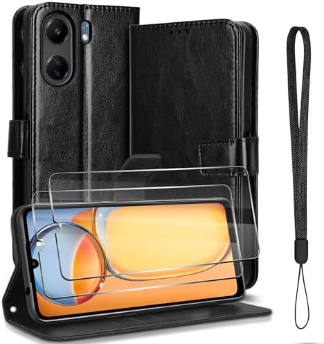 Compatible With Xiaomi Poco C65 Cover Case,PU Leather Kickstand With Card Slot,Compatible With Redmi 13C 4G (Not 5G) Case 2 In 1 Phone Case Cover Brown