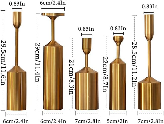 Vidisan Gold Candlestick Holders,Mantel Candle Holder Set,Metal Taper Candle Holder Vintage Mid-Century for Wedding,Dining,Table Party Recption Tabletop Decor Luxury,Home Decor