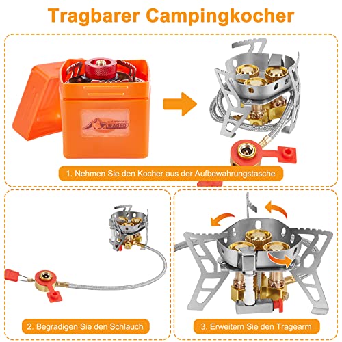 zwei unabhängige Zonen bis 3400W pro Seite mit Feinregulierung. - Detailansicht von WADEO 6800W Campingkocher Winddicht...