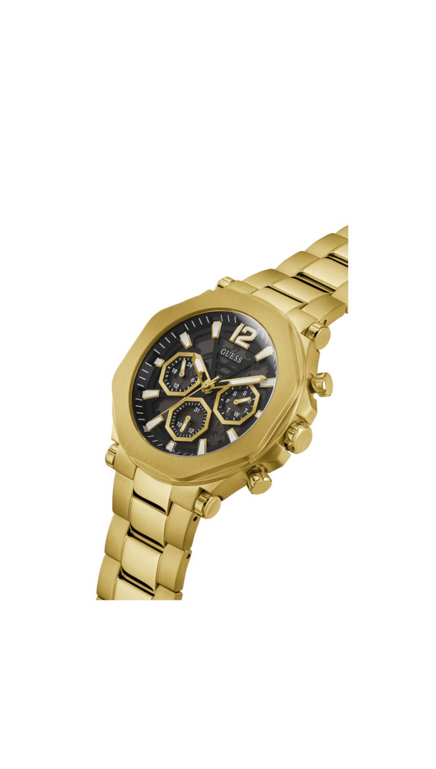 Guess US Men's Gold-Tone Cut-Through Multifunction Watch