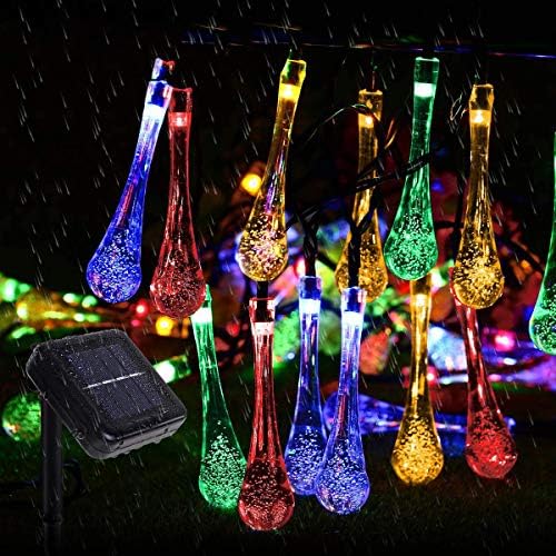 Goodia Multi Color 4.8M 20 LED Icicle Lights Solar Powered Raindrop Garden String Fairy Lights/LED Waterproof Decorative Lights For Outdoor, Garden, Patio, Christmas, Xmas Tree, Holiday Party