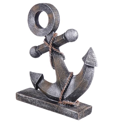 HOODANCOS Figura de Ancla de Barco de Resina Retro, Modelo Pequeño en Color Oscuro, Adorno Decorativo para Escritorio y Hogar, Adecuado para Decoración de Bar, Fiesta y Ambiente Náutico