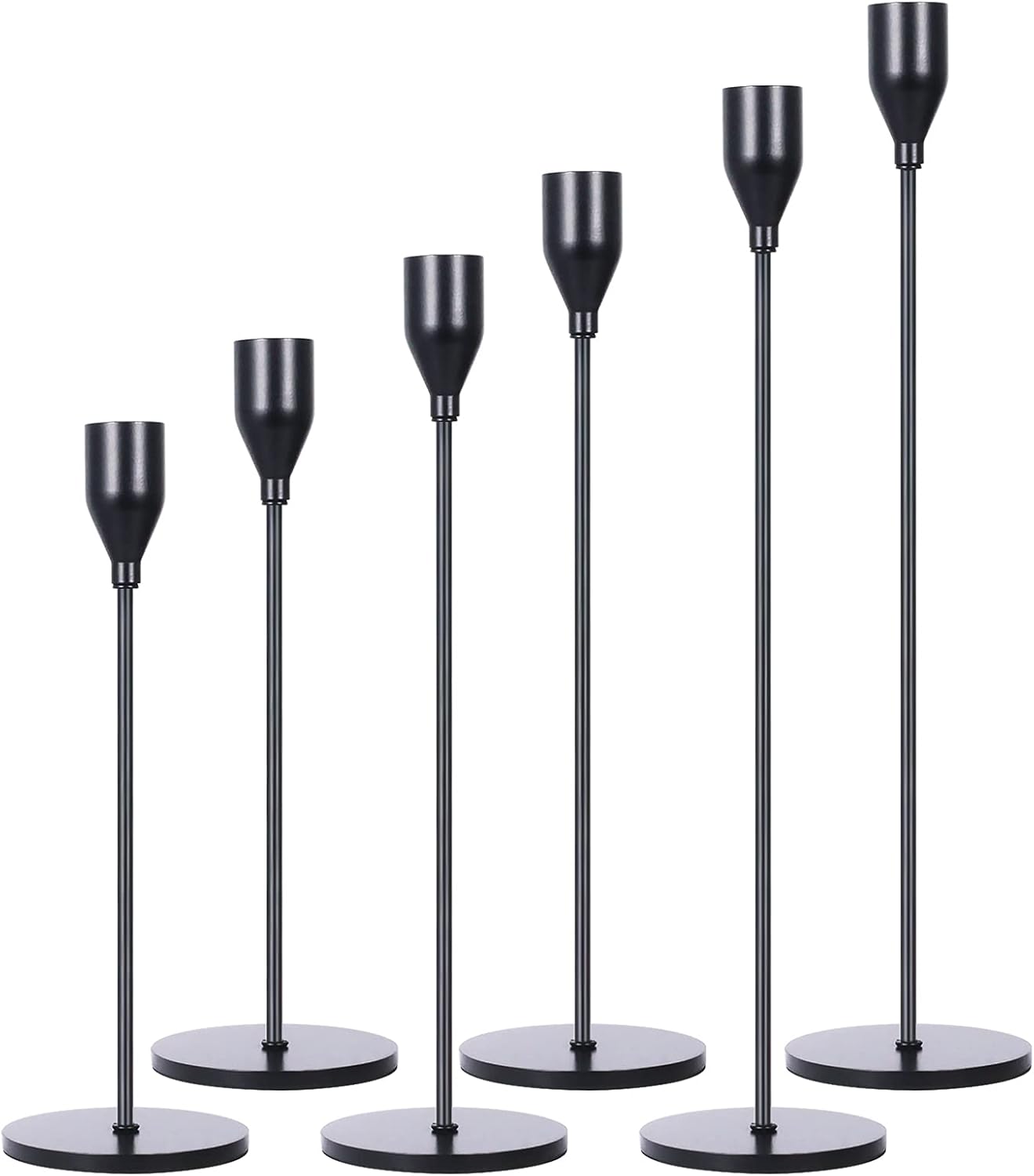 Candle Holder 6 in 1 Set Candlestick Holders Fits 3/4 inch Thick Taper Candle&Led Candles for Wedding,Dining,Party,Home Decoration (6, Matte Black) : Home & Kitchen