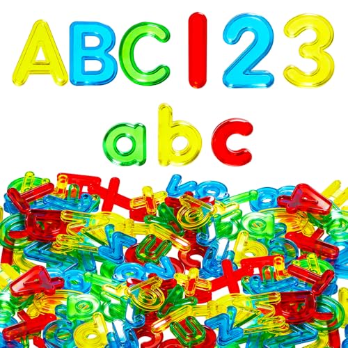 Image of Bbiamsleep 134PCS Plastic Letters and Numbers Light Table Manipulatives | Transparent Letters and Numbers Plastic Alphabet Letters Light Table Accessories for Counting and Spelling