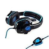 Sades SA-901 USB Kopfhörer (geschlossenes Kopfbügel, 7.1, USB, Lautstärkeregler) schwarz/blau