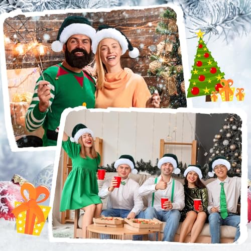 Image of Vicenpal 20 Pcs Santa Hats Bulk Plush Christmas Hats for Adults Women Men Holiday Party Costume(Dark Green)