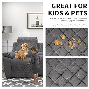 Easy-Going Loveseat Recliner Cover with Console, Reversible Couch Cover for Living Room, Split Sofa Cover for Each Seat with Elastic Straps for Kids, Dogs, Pets(2 Seater, Gray/Light Gray) Easy Going Loveseat Recliner Cover with Console Reversible Couch Cover for Living Room Split Sofa Cover for Each Seat with Elastic Straps for Kids Dogs Pets2 Seater GrayLight Gray