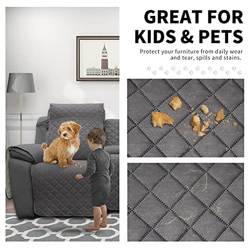 Easy-Going-Loveseat-Recliner-Cover-with-Console-Reversible-Couch-Cover-for-Living-Room-Split-Sofa-Cover-for-Each-Seat-with-Elastic-Straps-for-Kids-Dogs-Pets2-Seater-GrayLight-Gray Easy Going Loveseat Recliner Cover with Console Reversible Couch Cover for Living Room Split Sofa Cover for Each Seat with Elastic Straps for Kids Dogs Pets2 Seater GrayLight Gray
