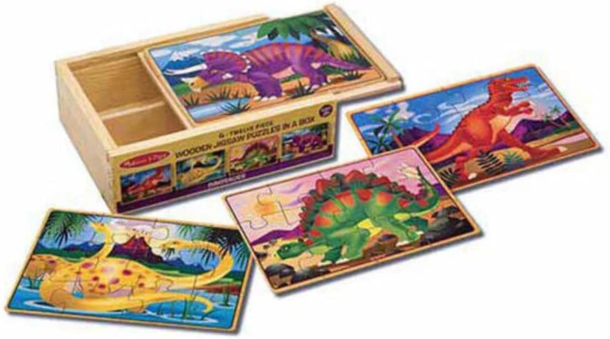 Melissa & Doug Dinosaurs 4-in-1 Wooden Jigsaw Puzzles in a Storage Box 48-Pieces (Item # FOURDINO)