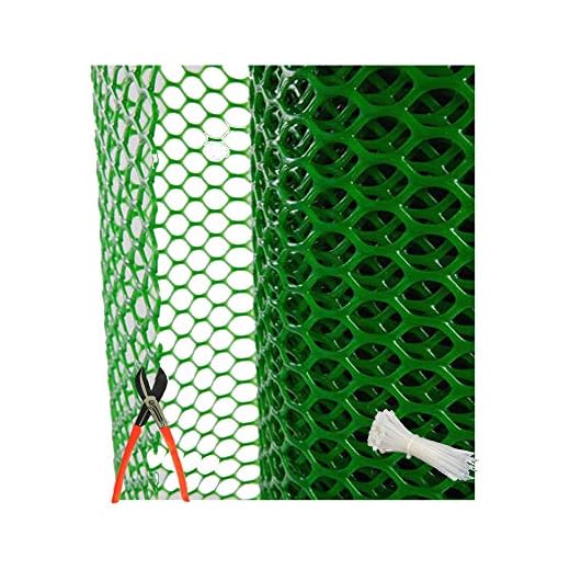 SAI PRASEEDA PVC Garden Fencing Net_Mesh_4 Feet Height X 15 Feet Length_UV Stabilized 800 GSM Anti Bird Net Green Color with 1 Cutter,100 PVC Tags FN:10