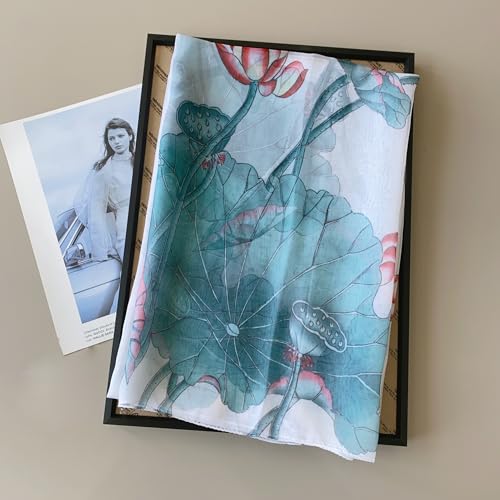 Image of Scarf Stole for Women - 185 x 135 cm Chiffon Scarf with Floral Print | Lightweight Scarf, Soft Stole for Women | Satin Feel Neck Scarf | Women Accessory