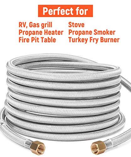 Gaspro 20-Foot Propane Hose Extension For Propane Devices With 3/8" Male Flare, For Rv, Gas Grill, Heater, Burner And More, Flexible And Durable #TOP3