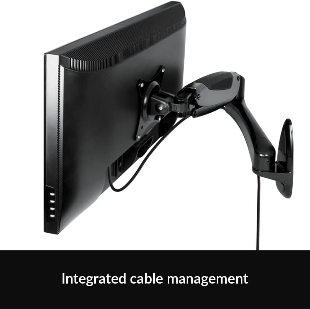 ARCTIC W1-3D - Wall Mount with Full Motion Gas Lift Arm, Wall Space-Saving Attachment, up to 43"/49" Ultrawide, up to 8 kg (17.6 lbs), Simple and Quick Installation - Black