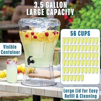 Buddeez Unbreakable 3-1/2-Gallon Beverage Dispenser with Removable Ice-Cone