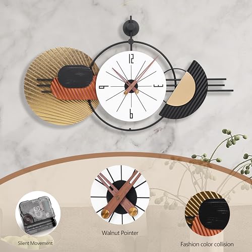 AXAORIRA 34x19 Inch Large Modern Decorative Wall Clock, Silent Non-Ticking Battery Operated Analog Clocks for Living Room, Kitchen, Bedroom & Office, Unique Abstract Design Home Wall Decor — view 4