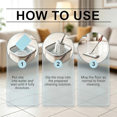 LUFFOR Multi-surface Floor Cleaning Tablets, 100 Piece Floor Cleaning Tablets Multi- Surface Cleaner, Non-Residue Disks for Hardwood Tile Laminate Mopping Daily Floor Care(Yellow,60pcs) - Image 5