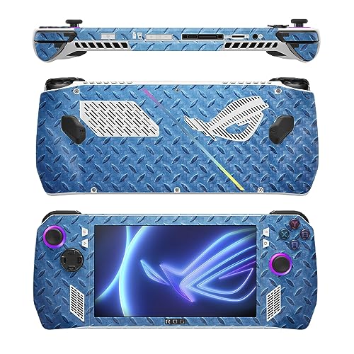 Image of MightySkins Carbon Fiber Skin Compatible with Asus ROG Ally - Blue Gridiron | Protective, Durable Textured Carbon Fiber Finish | Easy to Apply