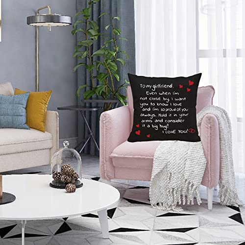 Bornystar Girlfriend Gifts For Girlfriend,I Love You Romantic Gifts For Girlfriend Her,Birthday Anniversary Valentine's Day Gift For Couples Girlfriend Decor Pillow Cover 18" X 18" Black #TOP3