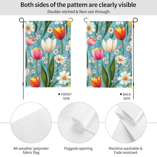 Drapeau de cour double face résistant aux UV fleurs de printemps
