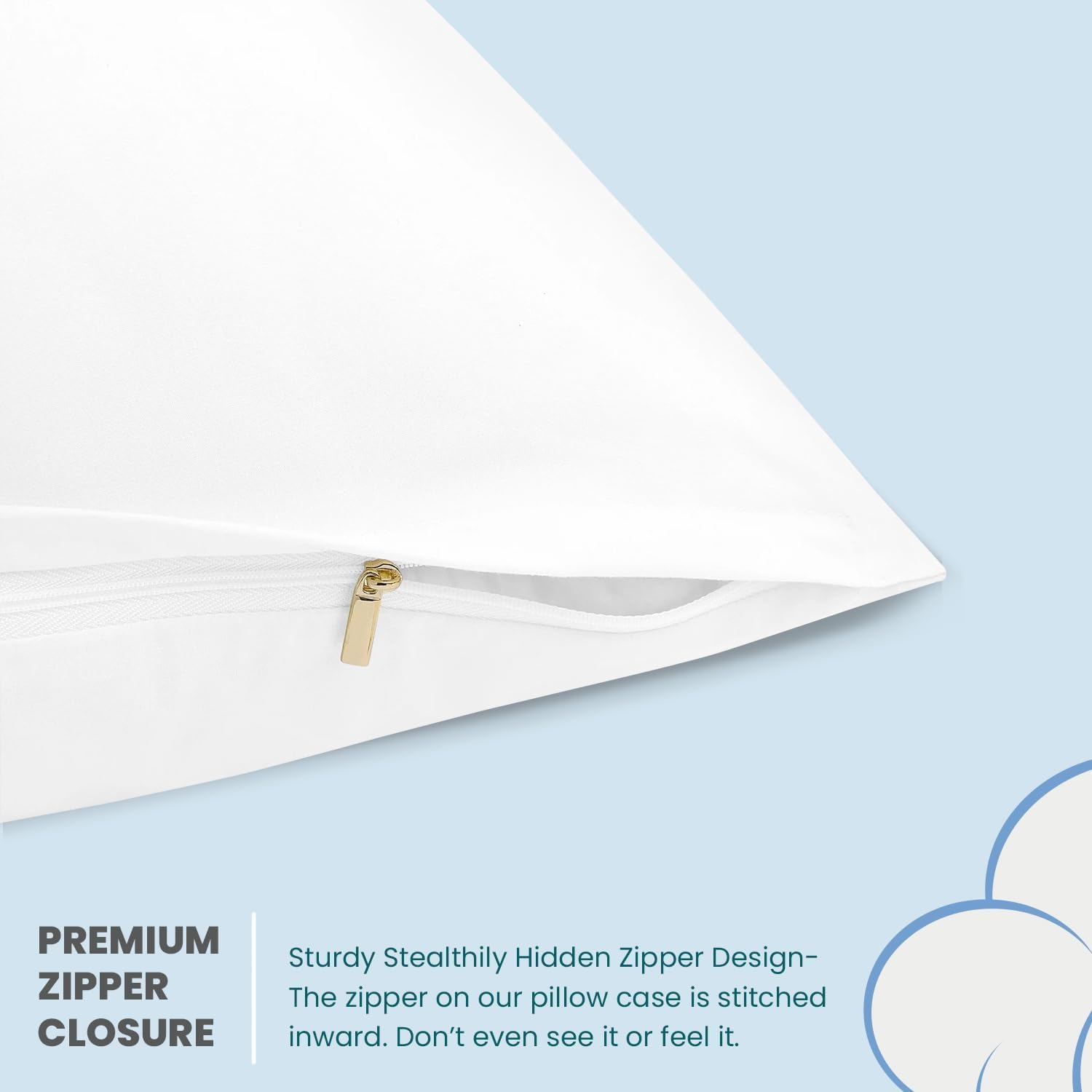 100% Egyptian Cotton Zipper Closure Toddler Pillowcases for 14 x 20 Inches Pillow, 2 Pack Kids Pillow Case for Sleeping (Nevy Blue)