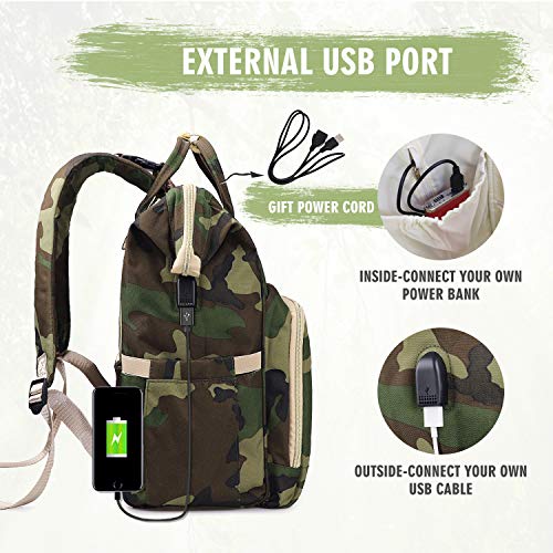 Essfeeni Diaper Bag For Men Dad Camo Nappy Bag Backpack Large Canvas Waterproof Usb Mommy Bag For Baby Care Travel (Jungle Camouflage) #TOP2