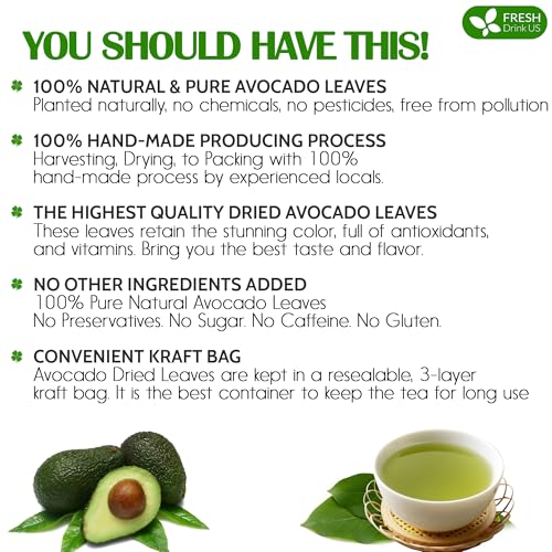 Image of FRESHDRINKUS, Premium 16oz Avocado Dried Leaves, 100% Natural & Pure form Avocado Leaves, Avocado Leaf Tea, Avocado Herbal Tea, No Additives, No Caffeine, Vegan
