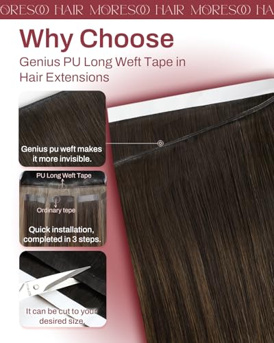 Image of Moresoo Genius Weft Tape in Hair Extensions Bronde 18 Inch 65g 2Pcs | Skin weft tape in hair extensions, flat PU construction, flexible placement, bronde dimension for waves and ponytails