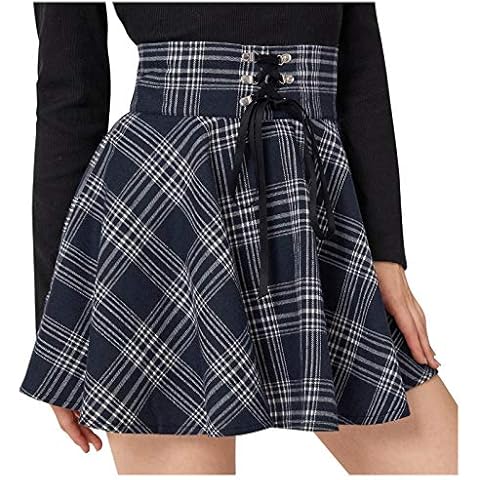 LUCKME Tartan Check Mini Skirt with Belt Cover