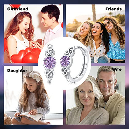 Celtic Hoop Earrings, Graduation Gift 925 Sterling Silver June Birthstone Celtic Knot Hoop Earrings Hypoallergenic Alexandrite Celtic Jewelry Gift For Women Christmas Birthday #TOP6