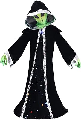 StarDY Alien Costume for Kids Funny Halloween Hooded Robe Boys Girls Mardi Gras Christmas Costume (Black, L)