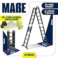 MASKO® Leiter Aluminium 4x5 Stufen, Mehrzweckleiter | - 580 cm | – Ansicht 9