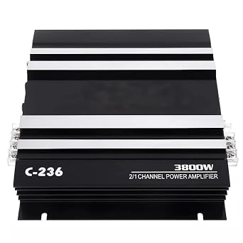 2-Channel Car Power Amplifier, High-Performance Universal Fit Audio System, 300W Max Output, Hardwired Room Electrical Operation, 36V Max Operating Voltage C-236 12V