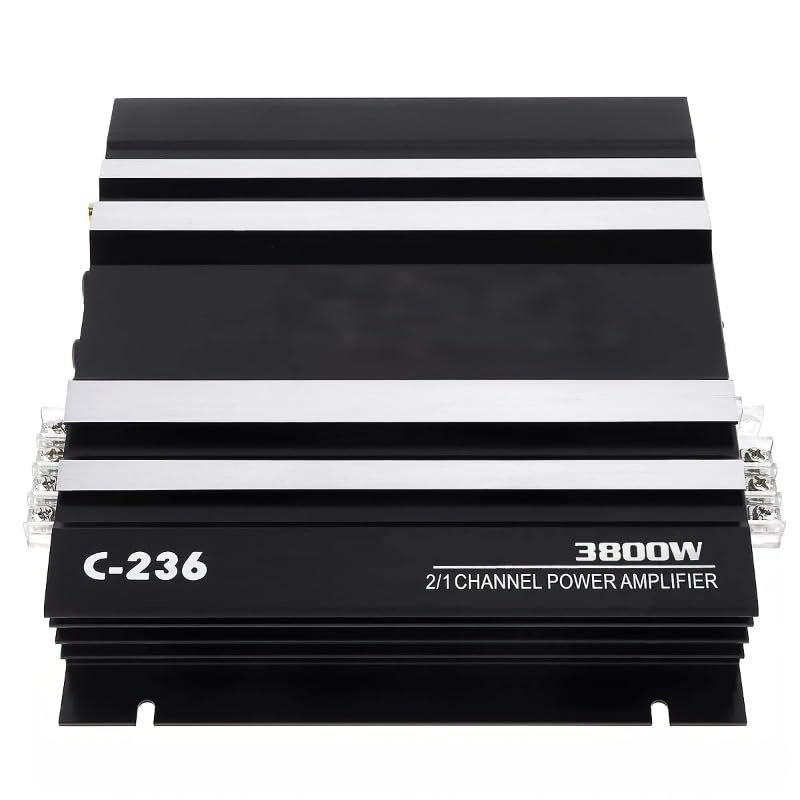 2-Channel Car Power Amplifier, High-Performance Universal Fit Audio System, 300W Max Output, Hardwired Room Electrical Operation, 36V Max Operating Voltage C-236 12V