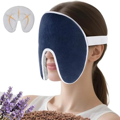 Comfheat Moist Heat Face Heating Pad for Sinus Relief, Washable Cover with Lavender Aromatherapy, Hot & Cold Therapy Weighted Eye Mask for Migraine, Sinus, Headache Relief, Navy Blue