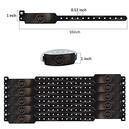 Wristall VIP Plastic Wristbands for Event- 100 Count Black Party Wristbands Vinyl Band for Club - Thumbnail 2