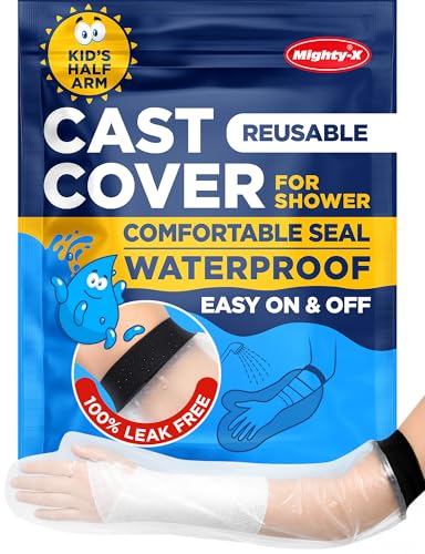 100% Waterproof Cast Covers for Shower Arm Kids - Tight Seal - Reusable Child Half Arm Cast Protector - Hand Wrist Elbow Forearm - After Surgery Bandage & Dressing Bag Sleeves for Wounds & Burns