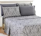 LDC Queen Bed Sheets Set - Queen Sheets Brushed Microfiber 1800 Thread Count Bedding - Wrinkle, Stain, Fade Resistant - Deep Pocket Queen Size Sheets Set - 6 PC (Queen, Paisley Grey)