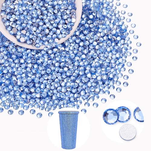 Image of 2000PCS SS16 /4mm Crystal Glass Rhinestones for Bedazzling (Light Sapphire) | Flatback Rhinestones for Crafting DIY Nail Art Makeup Decoration, Gems Diomand Charms for Tumbler Shoes Clothing Mug