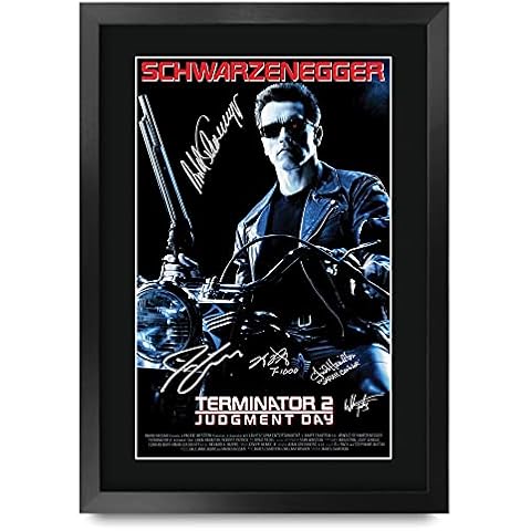 HWC Trading Terminator 2 Judgment Day Schwarzenegger 16 x 12 inch Framed Gifts Printed Poster Signed Autograph Picture for Movie Memorabilia Fans - 16" x 12" Framed Cover