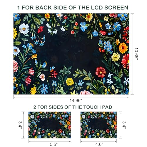 Image of DINKY 11.6 13 13.3 14 15 15.6 inches Netbook Laptop Skin Sticker Reusable Protector Cover Case for Laptop Notebook Art Decorative, Blue and Red Flowers