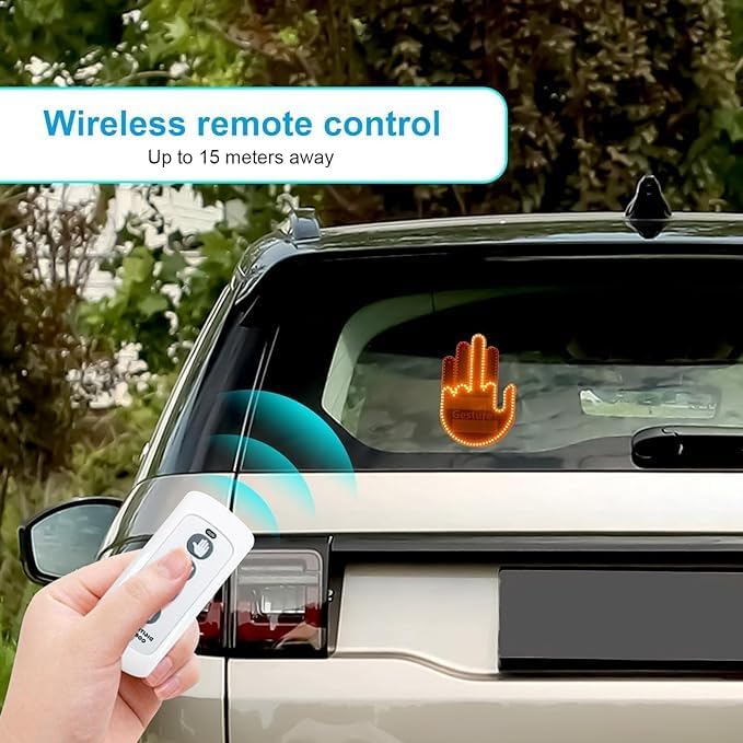 Miniatura 3 de Luz de gesto de mano para automóvil, nueva luz LED para la ventana trasera del automóvil, luz de dedo del coche con control remoto, señal LED de